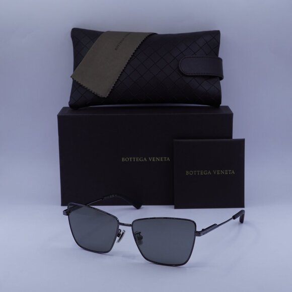 Bottega Veneta BV1195S 001 Sunglasses Ruthenium Square Frame, Grey Lenses - Picture 11 of 11